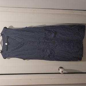 Blue and white striped dress